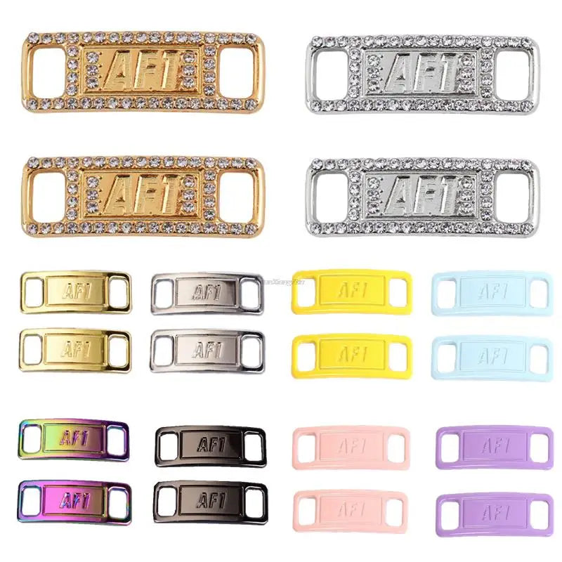 1Pair AF1 Diamond Shoe Charms Fashion Laces Buckle Quality Metal Shoelaces Decorations Chapa Air Force One Shoes Accessories