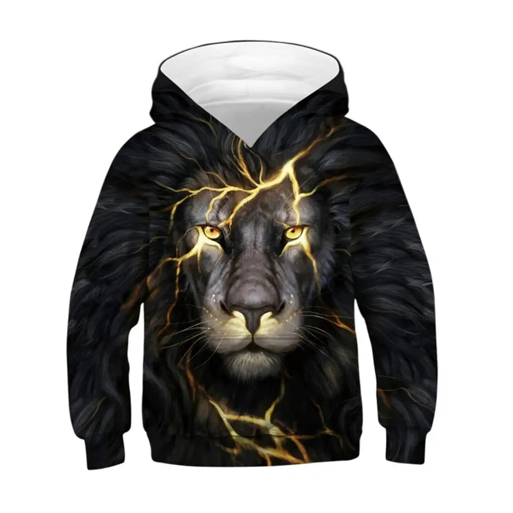 Children's Hoodie Fashionable Spring and Autumn Cartoon Print Animal Outdoor Hoodies for Kids Children Boys Clothes Sweatshirts