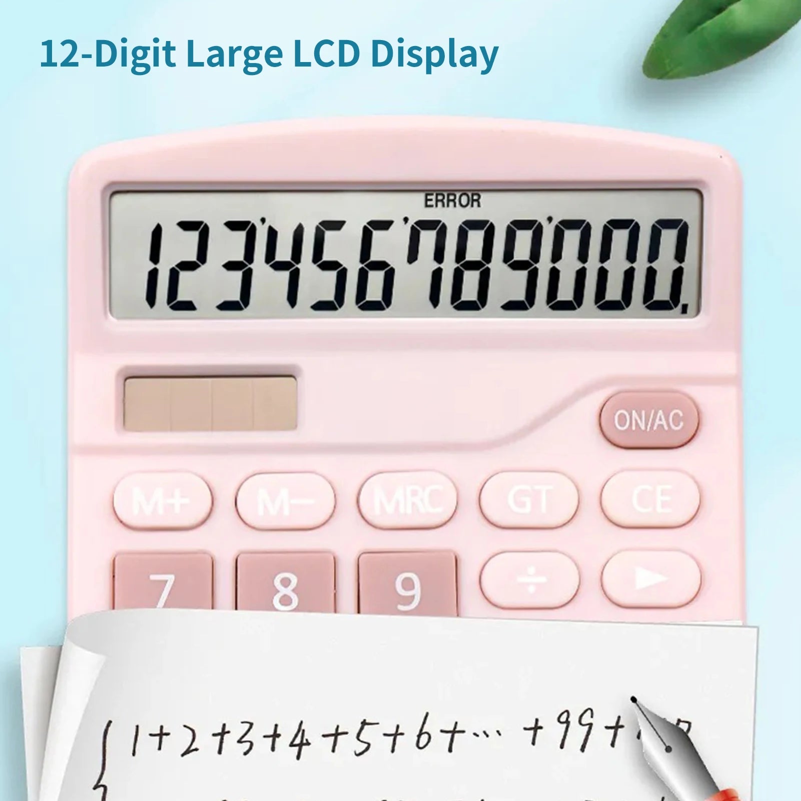 Desktop Calculator Standard Function Calculator with 12-Digit Large LCD Display Solar & Battery Dual Power for Office Business
