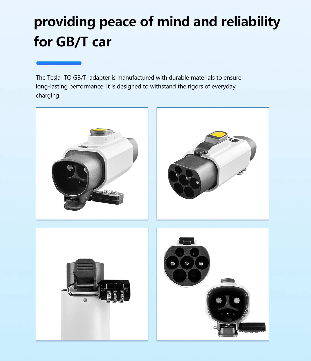For Tesla charging station Tesl a to GBT Electric Car 250V EV Charger 32A 7KW NACS To GBT With Anti-theft lock Adapter BYD