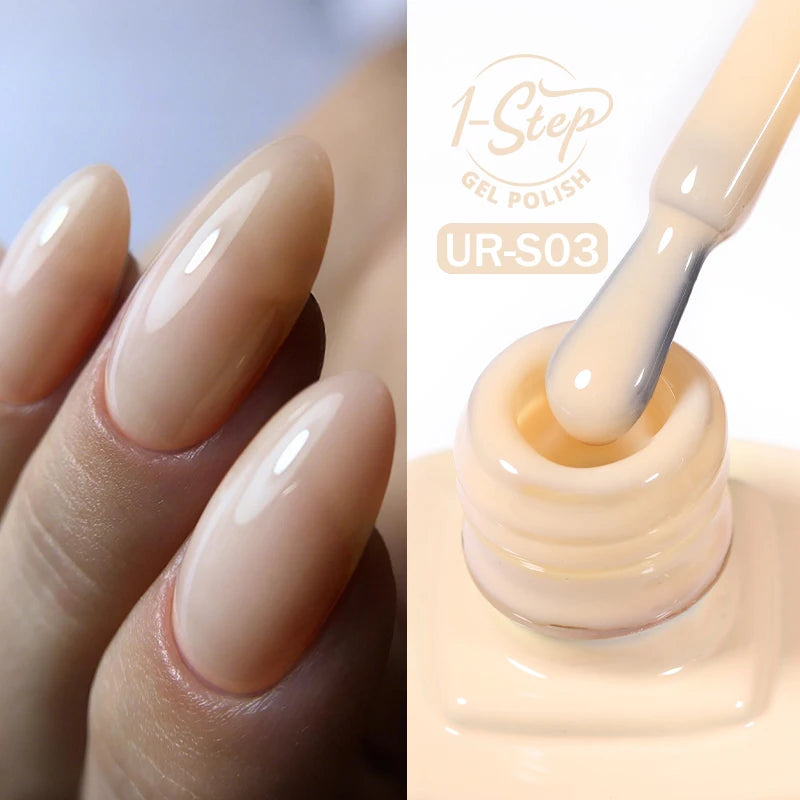 UR SUGAR 1-step Gel Polish 12ML Glitter Nail Spring Summer White Nude Pink Gel Nail Polish 3 IN 1 No Need Base Gel and Top Coat