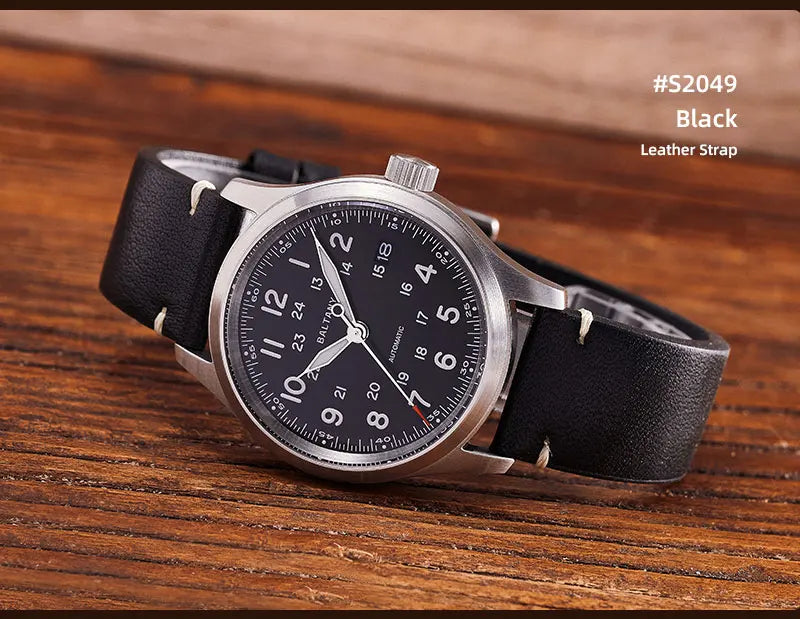 Baltany Military Field Watch S2049 Sapphire Calendar 24H Indicator Luxury Men's NH35 Auto Mechanical Homage Waterproof Watches