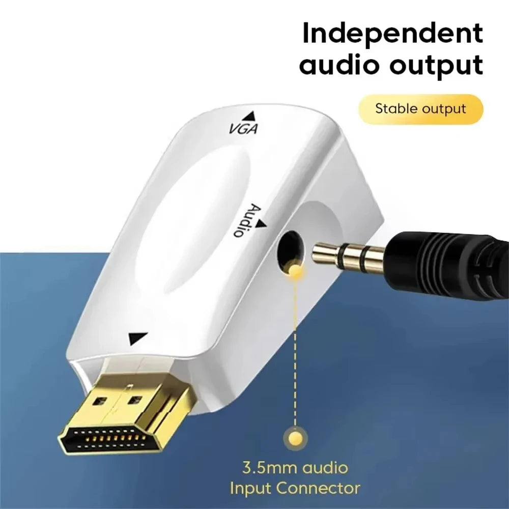 HDTV To VGA Cable Converter Male To Famale Converter Adapter 3.5mm Jack Audio HD 1080P for PC Laptop Tablet Connector