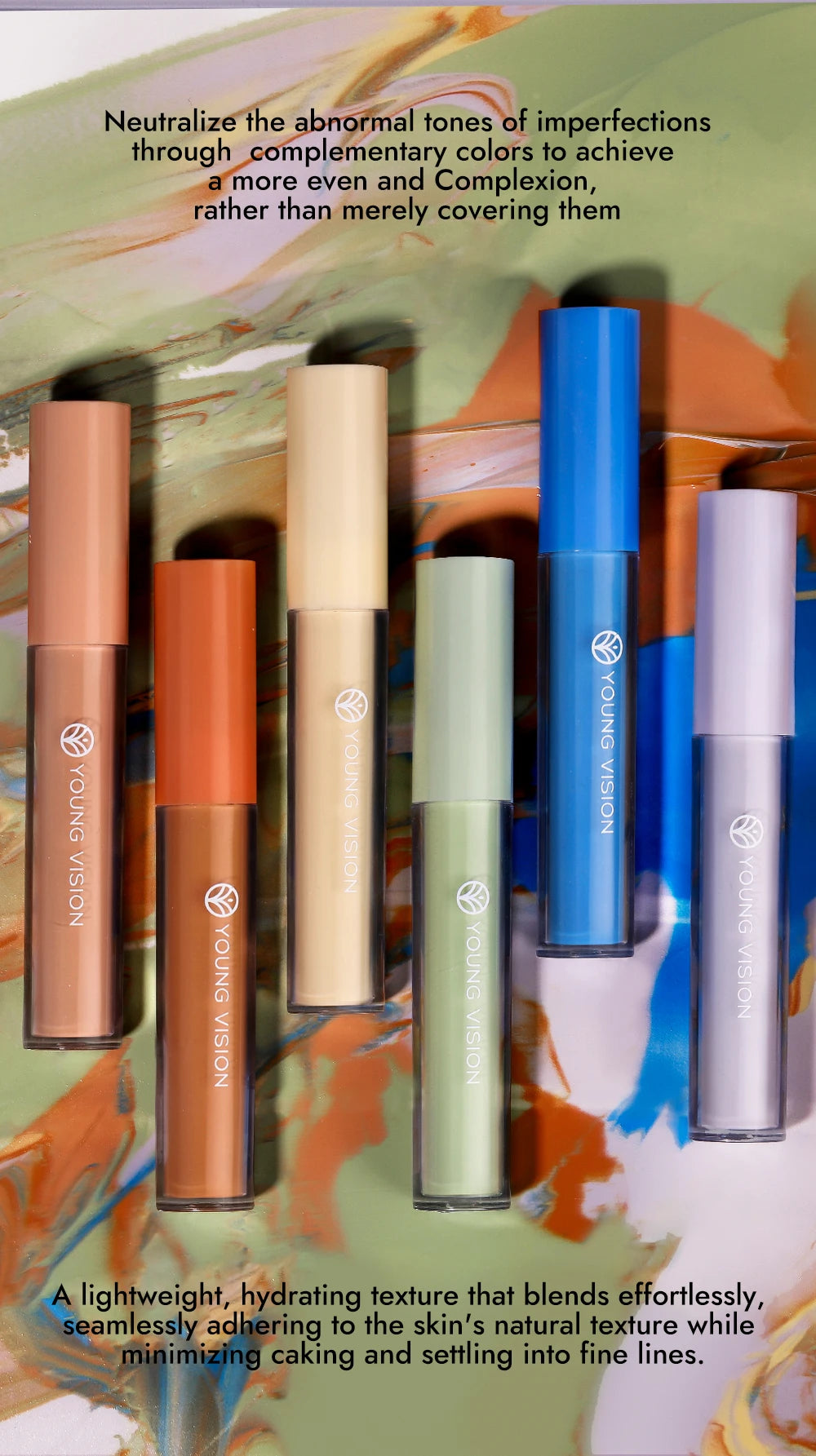 YOUNG VISION 6 Colors Hydrating Fresh Concealer Brightens Skin Tone and Covers Blemishes and Dark Eye Circles Concealer