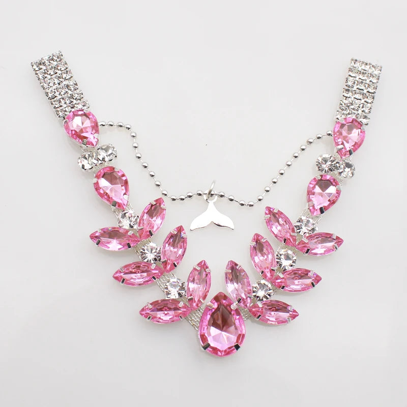 1pcs Silver Sparkling Crystal Link Buckle Handmade Metal Swimsuit Bikini Herringbone Drag Chain Decoration