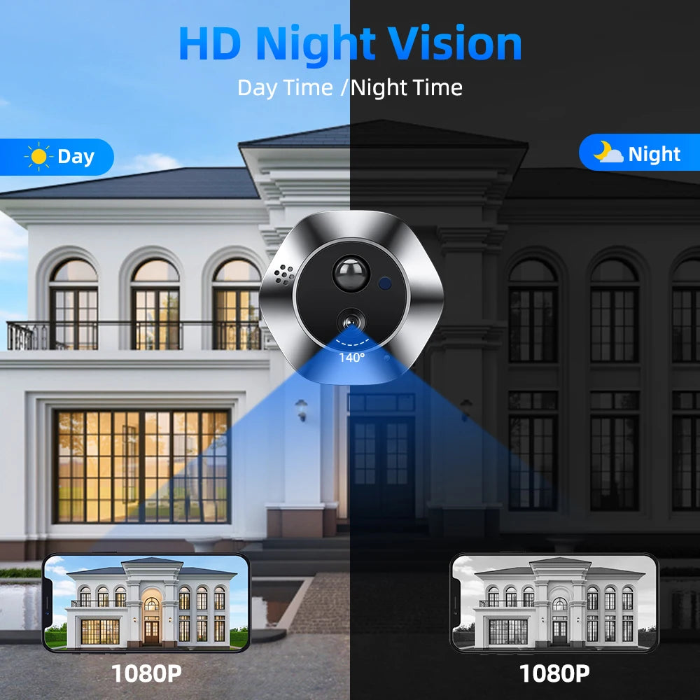 Awapow WiFi Tuya Peephole Camera Smart Life Motion Detection Digital Audio Doorbell Upgrades Two-way Intercom 2 Million HD Pixel