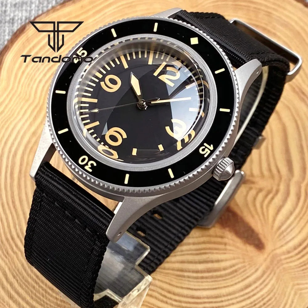Tandorio Mechanical 40mm 50-Fathoms Style Men Watch Miyota8215/PT5000 Movt Domed Sapphire Glass Waterproof Wristwatch Luminous