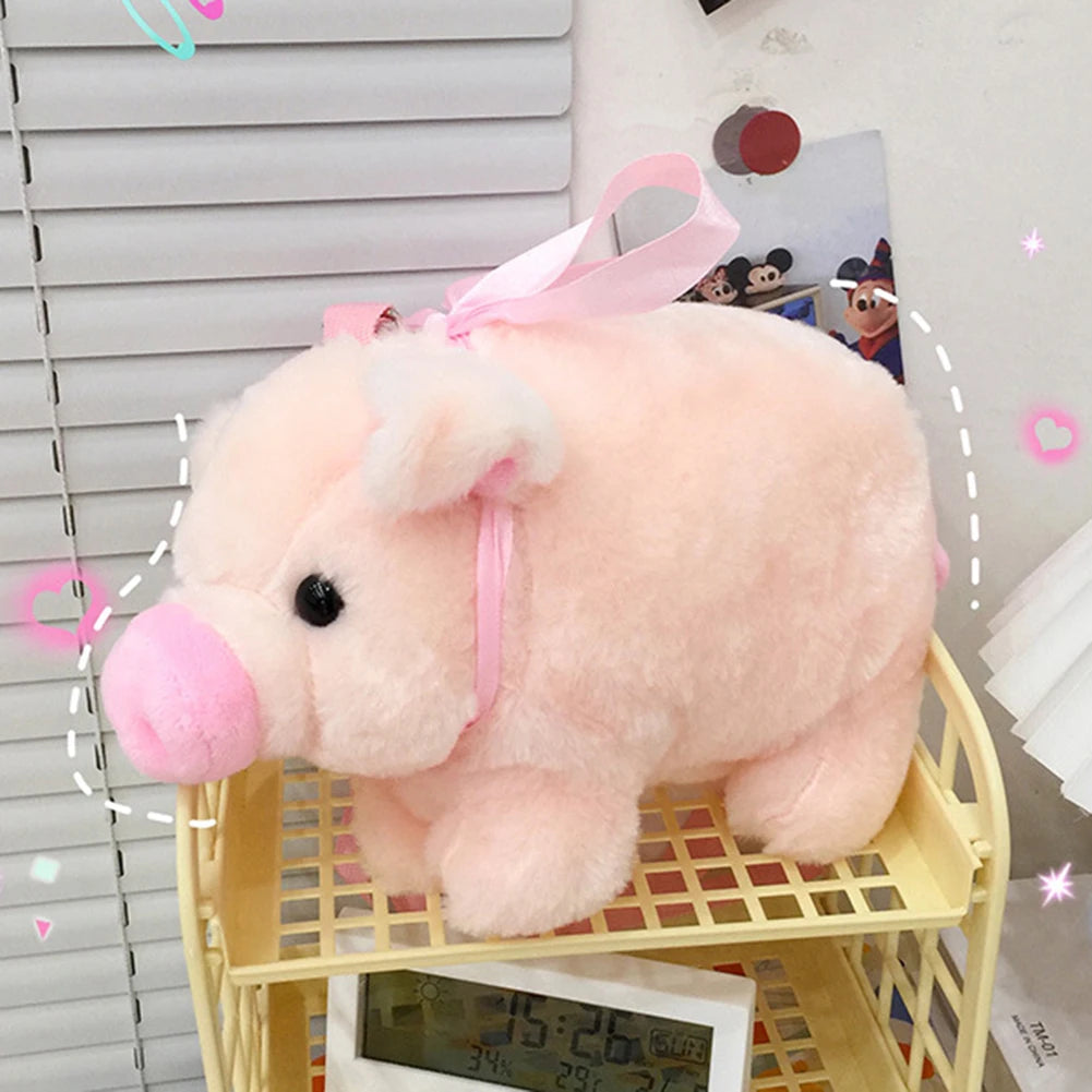 Pink Piglet Plush Bag Korean Version Large Capacity Lady Shoulder Bag Cartoon Ins Cute Doll Messenger Bag Handbags Crossbody