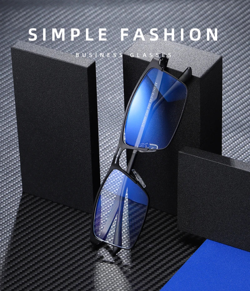 SZTZX Men Business Reading Glasses Anti Blue Light Myopia Prescription Eyeglasses Ultralight Photochromic Optical Sunglasses
