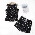 Hzioiys Summer Pajamas Sets Cotton Sleepwear Suit Women Casual Pajama Sets Cartoon Vest Shirt + Shorts Pajamas Suit Plus Size