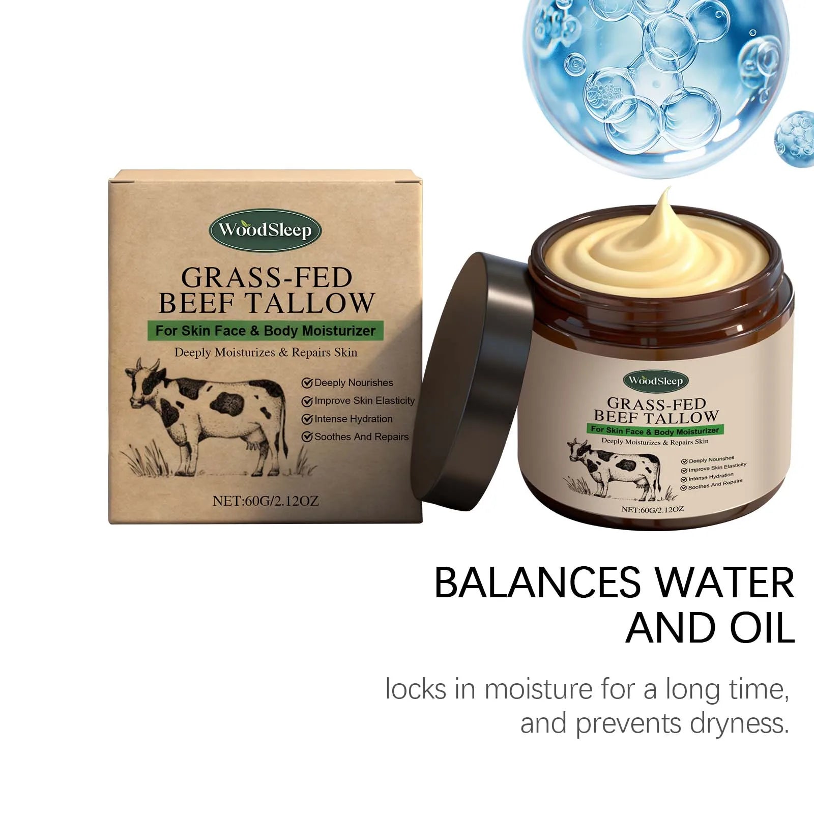 Face Body Massage Tallow Balm Natural Whipped Hydrating Lotion Brightening Skin Oil Control Shrink Pores Firming Lifting Cream