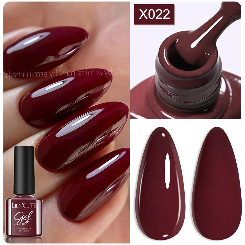 LILYCUTE 7ML Black White Color Gel Nail Polish Summer Colorful Gel Nail Art Semi Permanent UV Gel Soak Off UV LED Gel Varnishes