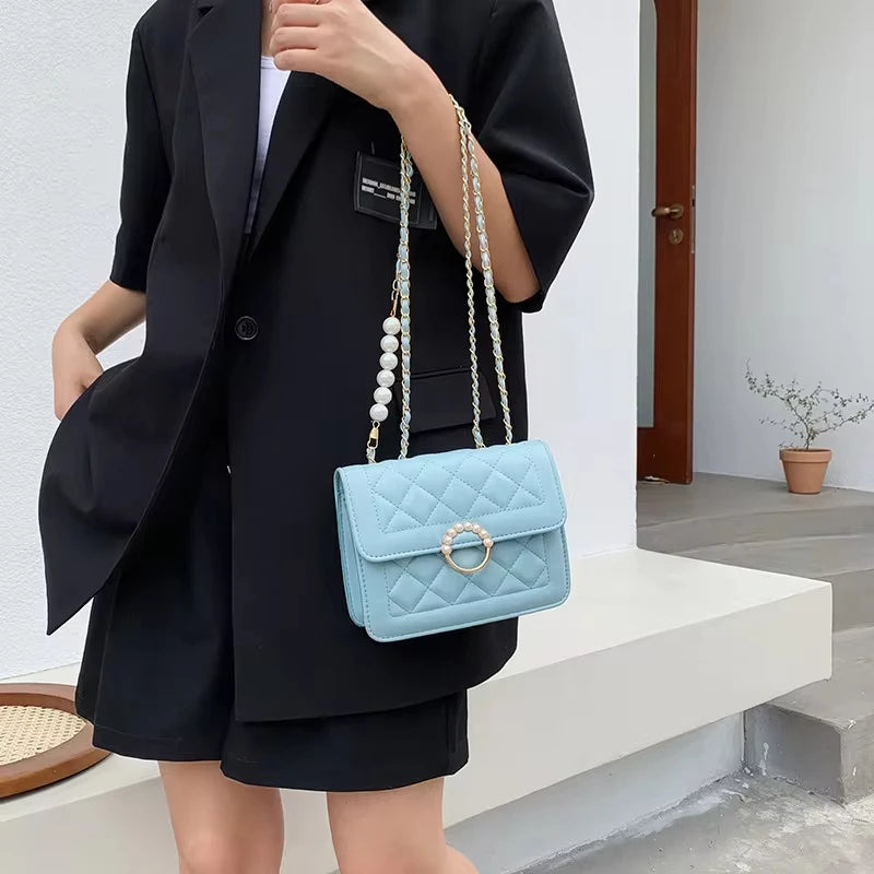 Summer Mini Small Handbags New Tide Pearl Chain Bags Women's Bag Versatile White Single Shoulder Crossbody Handbag