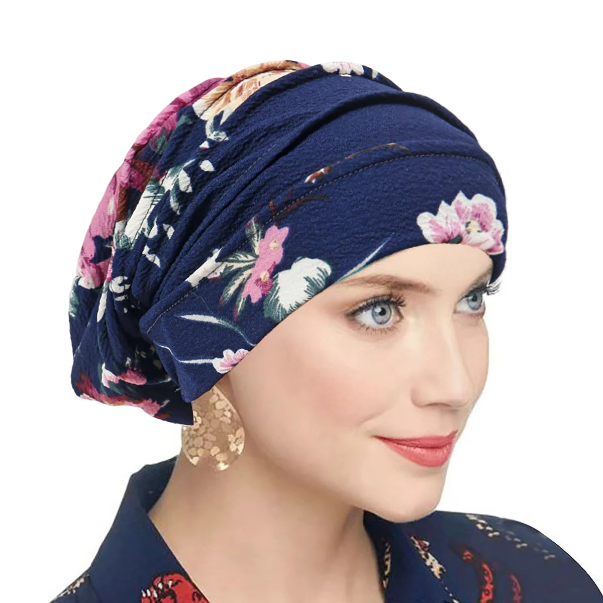 Trendy Printed Flower Cap Night Sleeping Cap Muslim Women Hijab Leopard Bonnet Ladies Headscarf Convenient Hat Wrap