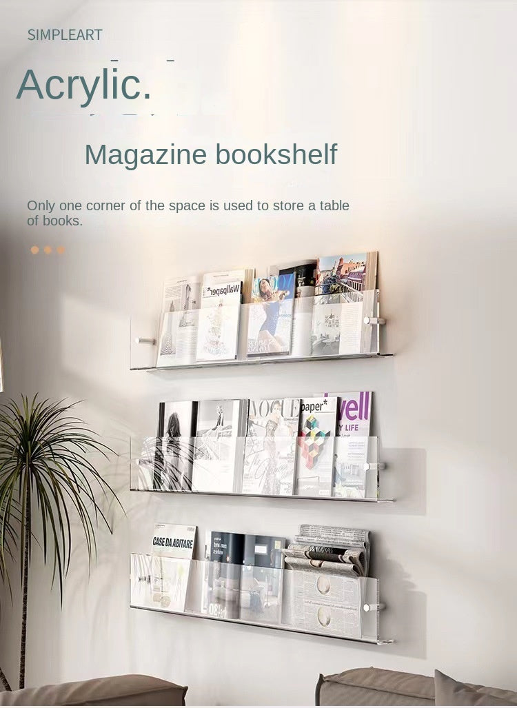 Children's Book Shelves Creative Acrylic Storage Rack Wall Mounted Picture Book Holder Magazine Display Shelf New Arrivals