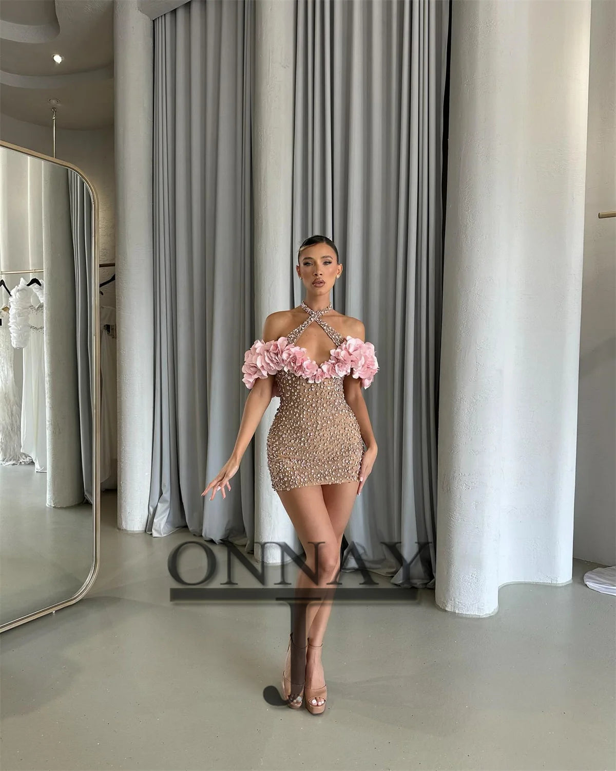 Customized Pastrol Mini Sparkly Homecoming Dresses for Women Pageant Saudi Arabric Mini Evening Gown Drop Shipping 241214