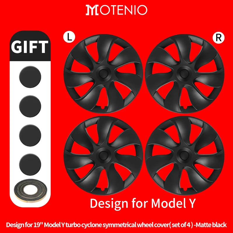 4PCS Design for TESLA Model Y 2020-2024 Vehicle Full Coverage Storm Wheel Cover Cap 19 Inches Wheel Hubcap Automobile Accessorie