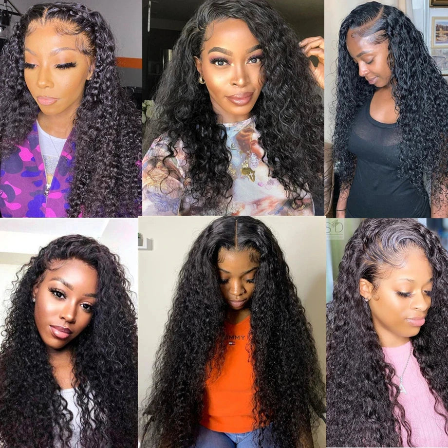 Kinky Curly Human Hair Wigs Deep Wave 13x6 HD Lace Frontal Wig Black Brazilian 13x4 HD Lace Front Remy Human Hair Wigs For Women