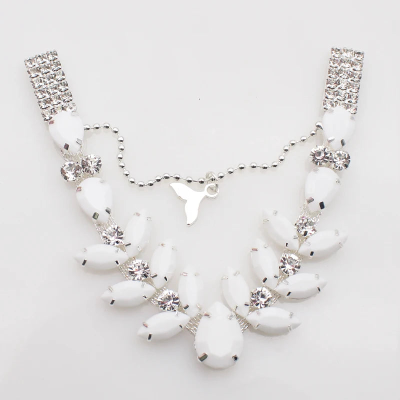 1pcs Silver Sparkling Crystal Link Buckle Handmade Metal Swimsuit Bikini Herringbone Drag Chain Decoration