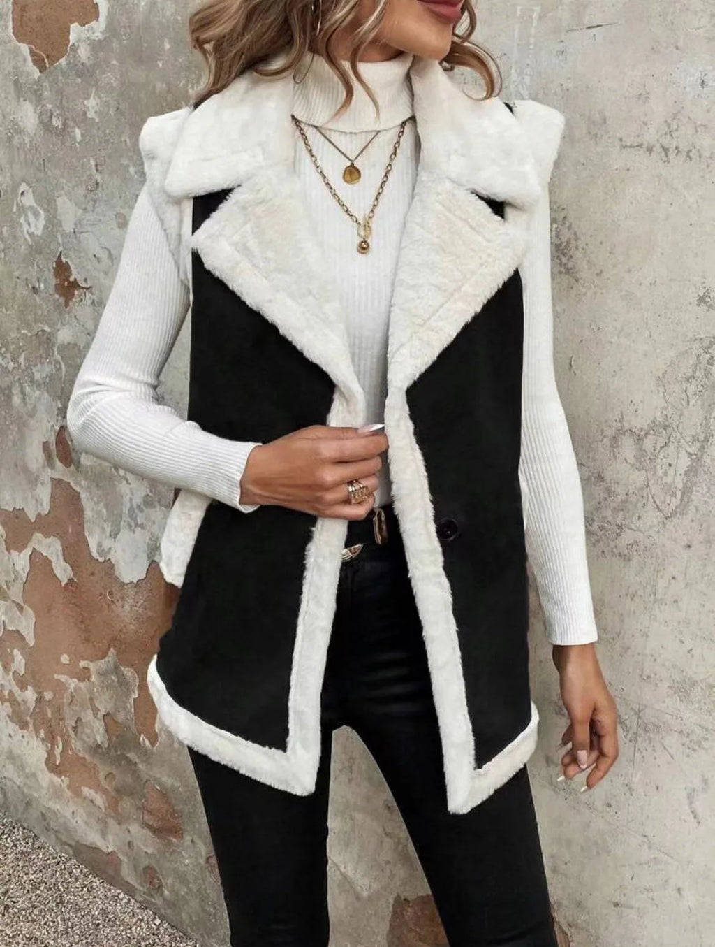 European American Fashion Women’s Color-coded Sleeveless Casual Trendy Loose Turn-down Collar Loose Vests Female Clothes Coats