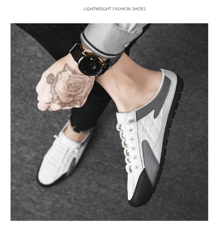 Half Slippers for Men Trendy Men's Flat Bottom Casual Shoes Soft Sole Support Shoes Men's Sneakers Zapatos De Hombre 2024