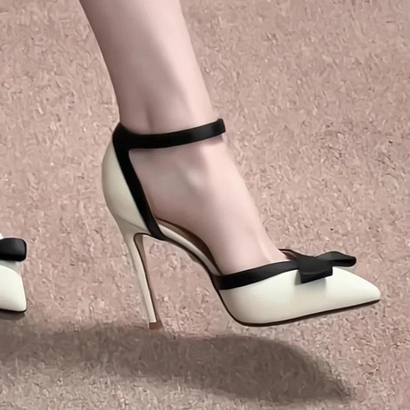 2025Pointed Toe  Suede Ankle Buckle Stiletto Heels Classic Fashion Women Summer Dress Party Pumps Wedding Shoe