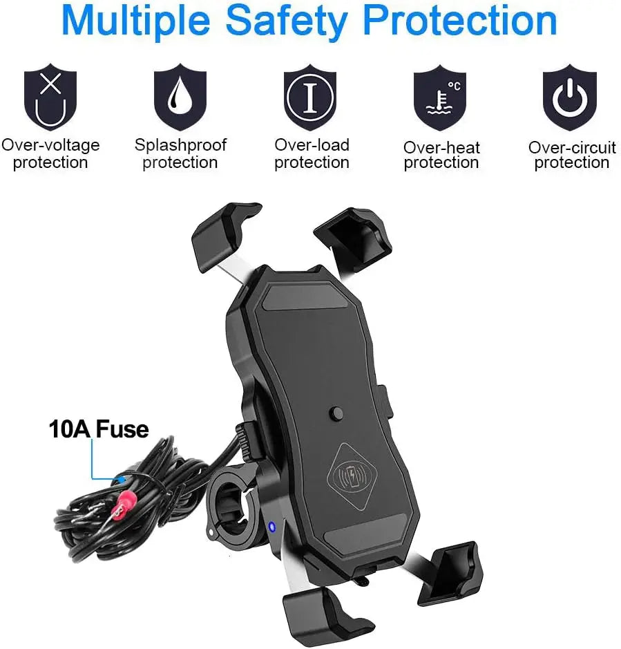 Motorcycle Phone Holder Fast Wireless Charger Quick USB Charging Moto Motorbike Mirror Stand Support Cellphone Handlebar Mount