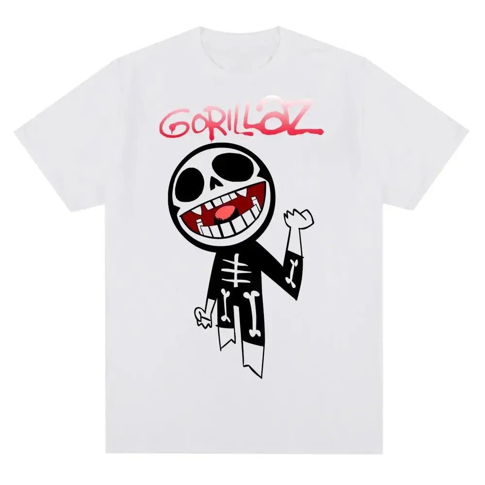 Music Band Gorillazs Punk Rock Print T Shirt 90s Casual Fashion Short Sleeve T Shirt Unisex Harajuku Kawaii T-shirt Y2K Clothing