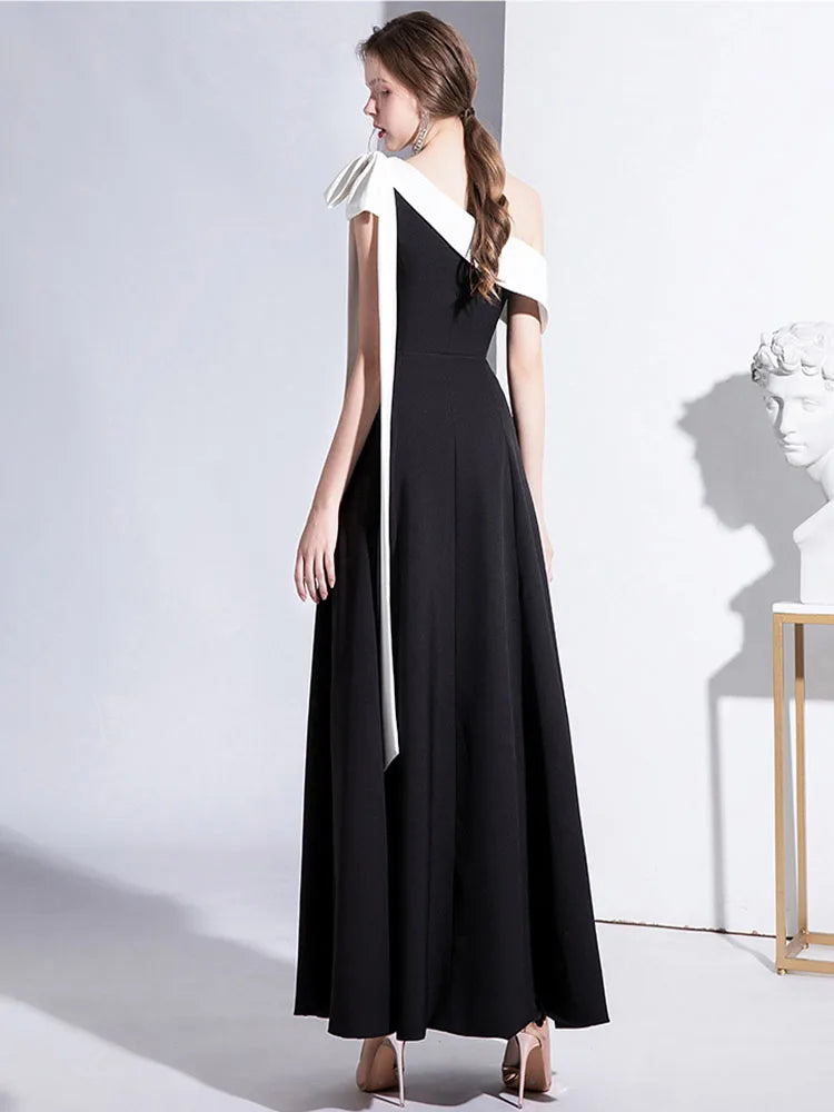 Elegant Black Formal Evening Long Dresses for Women 2023 Summer Sexy One Shoulder Slim Host Prom Party Dress Casual Maxi vestido