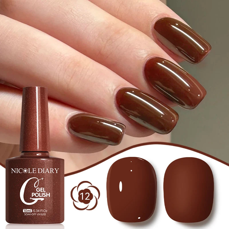 NICOLE DIARY Glass Beads Cat Magnetic Gel Nail Polish Spring Summer Gel Nail Sparkly Gel Varnish Soak off Nail Manicure Art