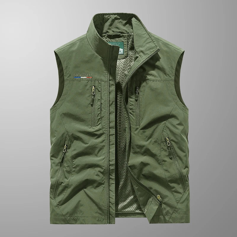 2025 Personalized yelek red Multi Pockets nylon Cargoes Fisherman vest fishing Journalist Photography Camping Waistcoat vest