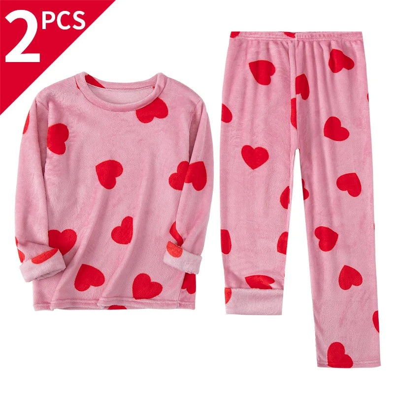 2-Piece Sisters Long-sleeved Trousers Suit girl Sweet And Lovely Home Clothes Teenagers Casual Round Neck Shirt Elastic Waist Pa