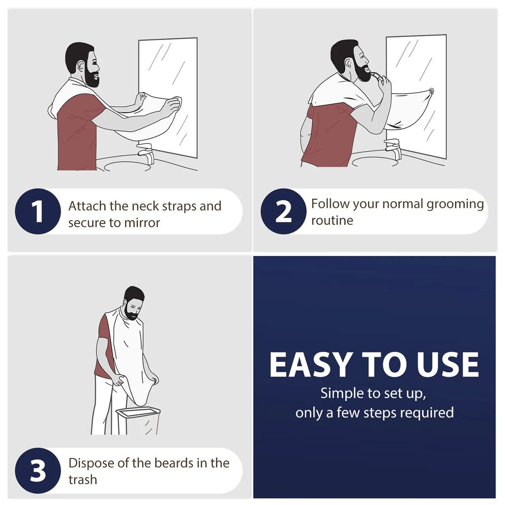 1pc Men Beard Shaving Apron Trimming Bib Creative Wall Mirror Suction Haircut Wrap Cape Home Salon Moustache Grooming Accessory