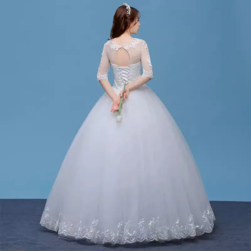 MDYS-A855#Korean Round Neck Floor-Length 2024 New Summer Bride Wedding Dress Wholesale Cheap Free Custom Large Size From China