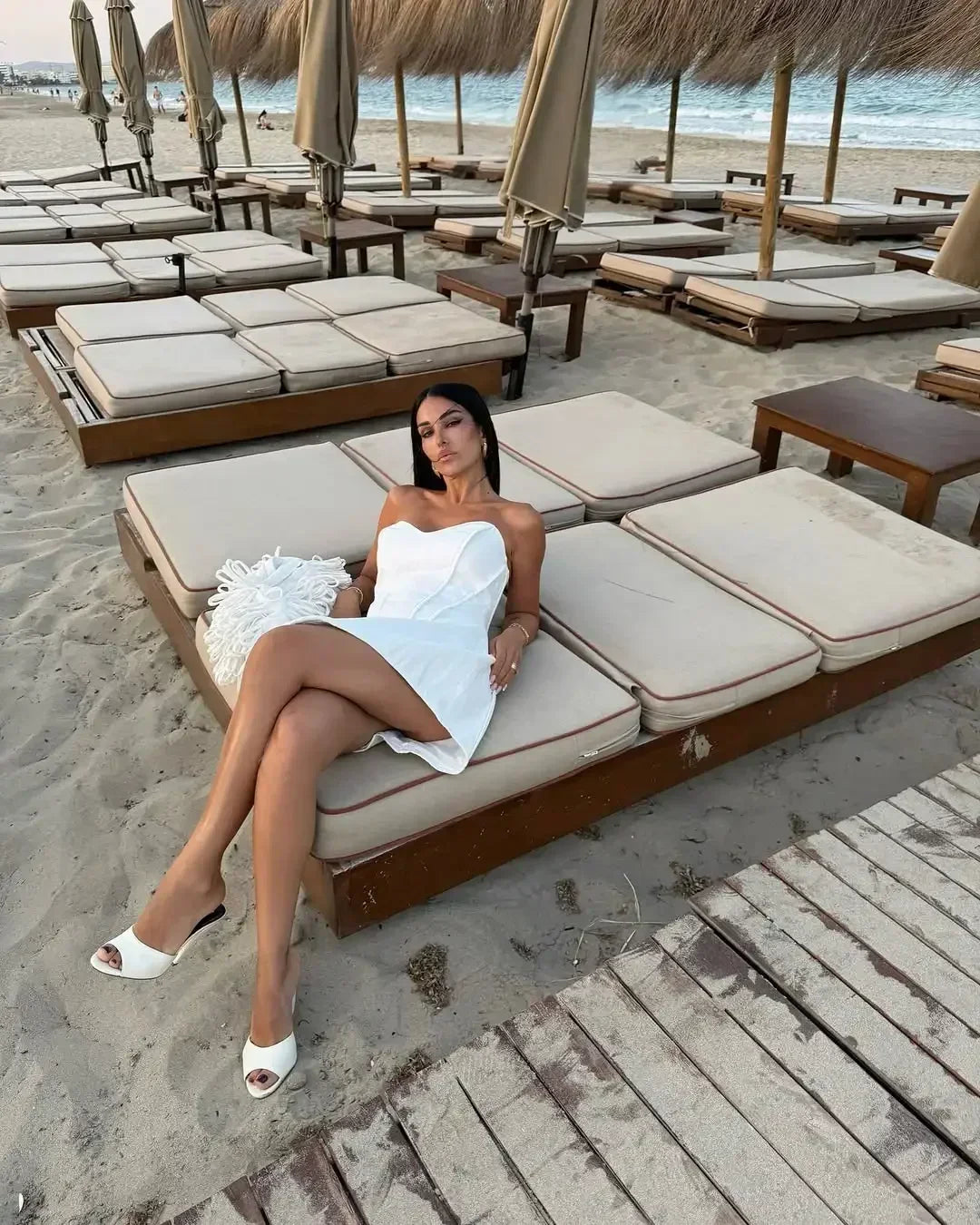 Fashion Women Strapless Backless Dress Off-shoulder Corset Bustier Party Club Dresses 2025 Chic Lady Waist Cinching Evening Gown