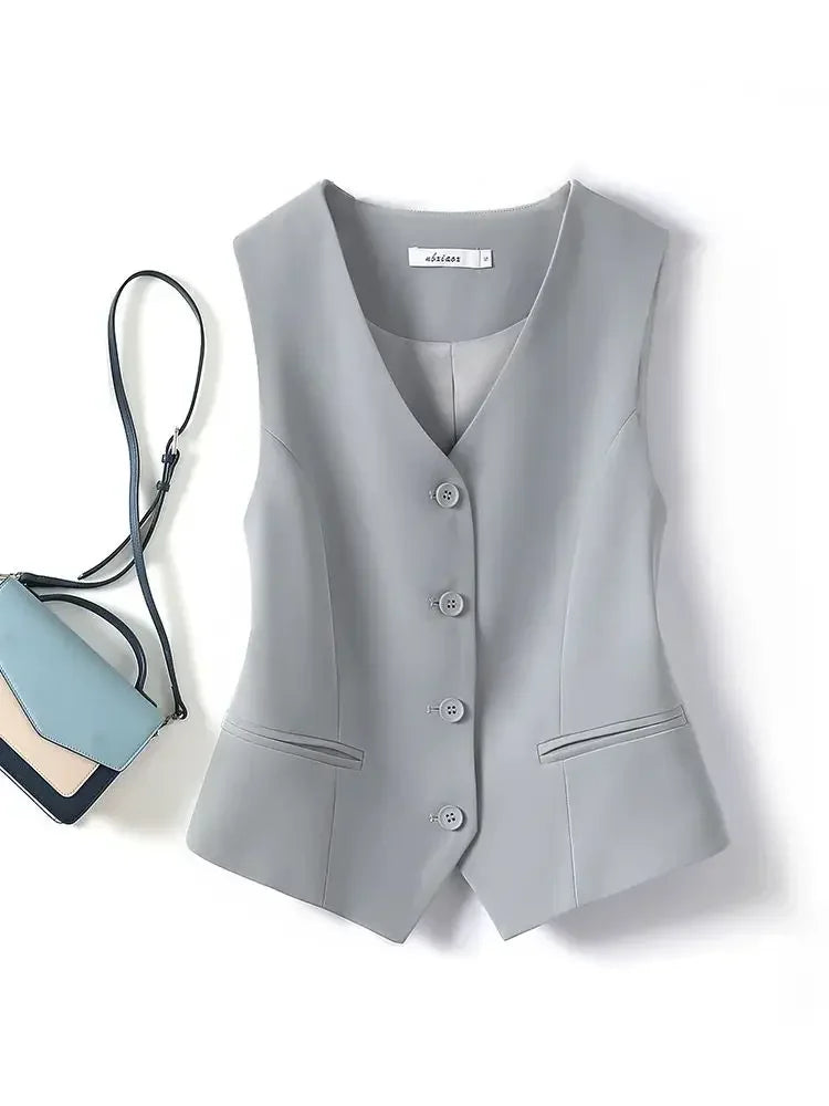 Simple Vests Women Summer Sleeveless Suit Coats Temper Outwear Design Hot Sale 2024 Tender Breathable Korean Style Streetwear
