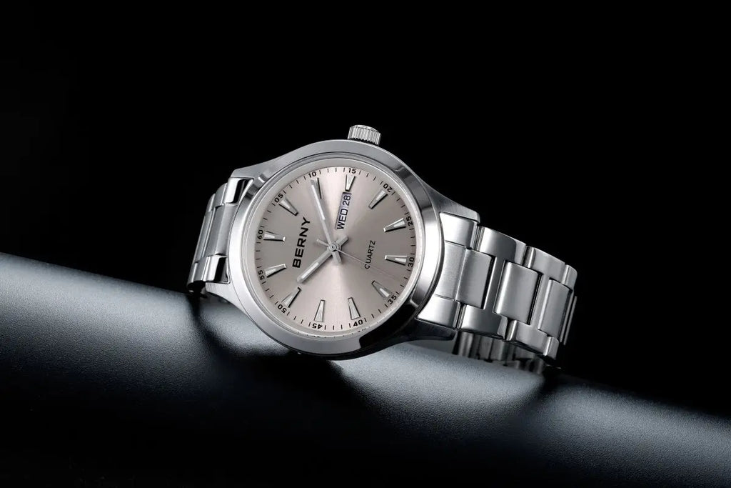 BERNY Watches for Men 40mm Luminous Elegance Dress Quartz Watch Calendar Week Luxury Waterproof Casual Business Men's Wristwatch