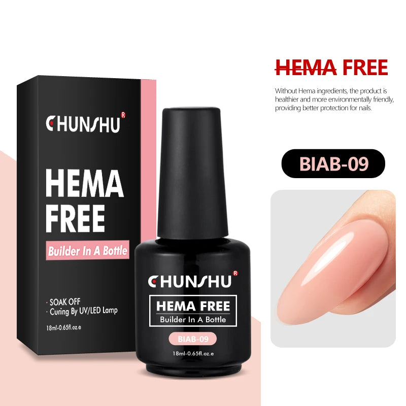 CHUNSHU Hema FREE Construction UV Gel 18ml Builder Nail Gel In A Bottle Semi Permanent Thick Rubber Base Gel Extension Nails Art