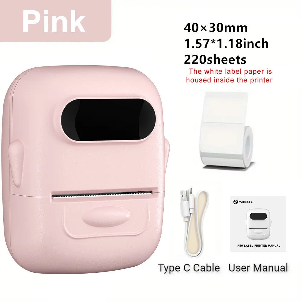 Marklife P50 Adhesive Sticker Printer Handheld Bluetooth Thermal Printer Label Maker Machine Inkless For IOS Android Phone