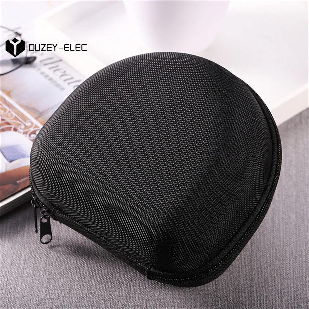 Portable Earphone Storage Bag Protective Hard Shell Black Headphone Carry Hard Case Data Cable Storage Box for Travel Headset