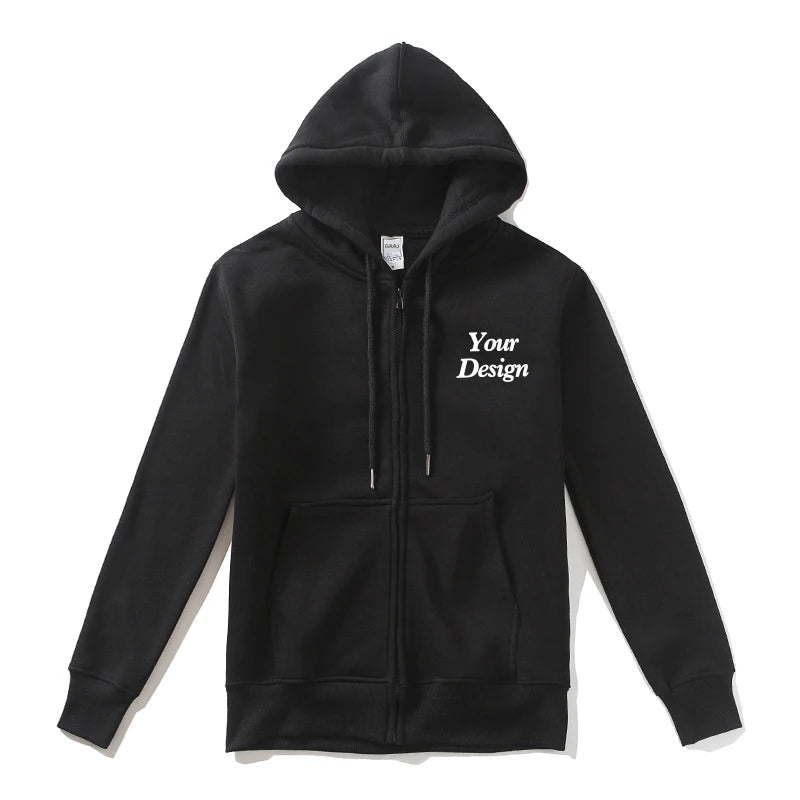Top Quality Custom Cotton Zipper Hoodie Print Photo Text Brand Logo Men Womens Thick Fleece Autumn Winter Warm Sweatshirt 350gsm