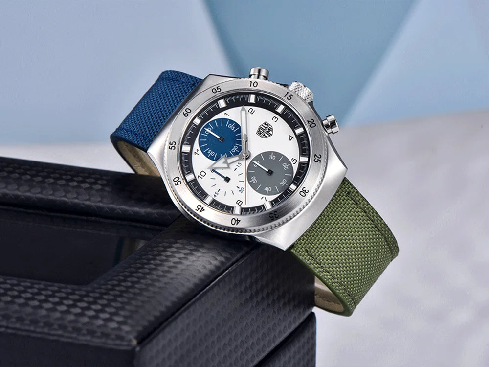 2026 new men's casual quartz watch top luxury sapphire TMI VD55 nylon men's chronograph waterproof sports men's watch luminous