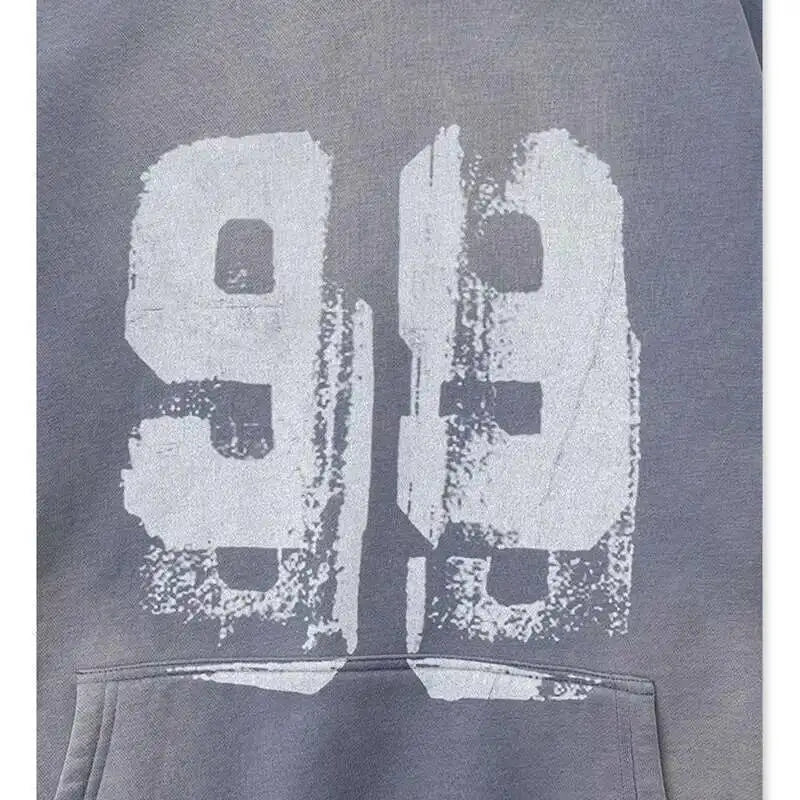 PFNW 2025 Spring High Street Vintage Washed Digital Padded Hooded Sweatshirt Men's American Loose Oversized Pullover Top 28W5695