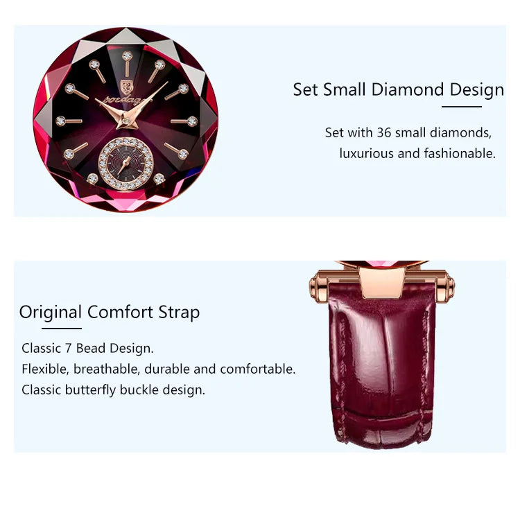 POEDAGAR Top Exquisite Elegant Watches For Women Waterproof Leather High Quality Original Woman's Watch Quartz Ladies Wristwatch