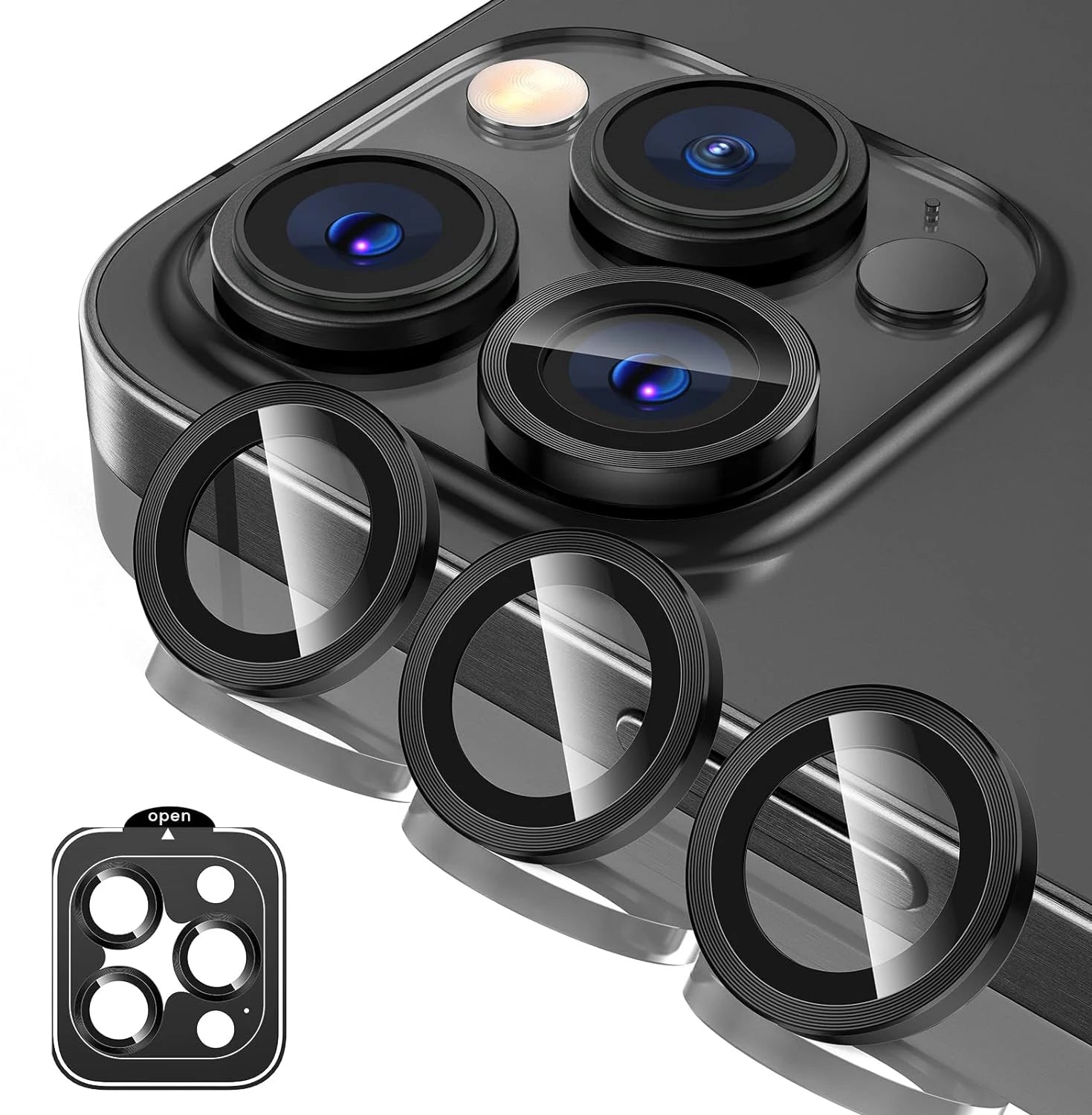 Titanium Gray Metal Tempered Glass Camera Lens Cover Screen Protector For iPhone 15 Pro Max 14 Plus 13 Protection 15Pro 14Pro