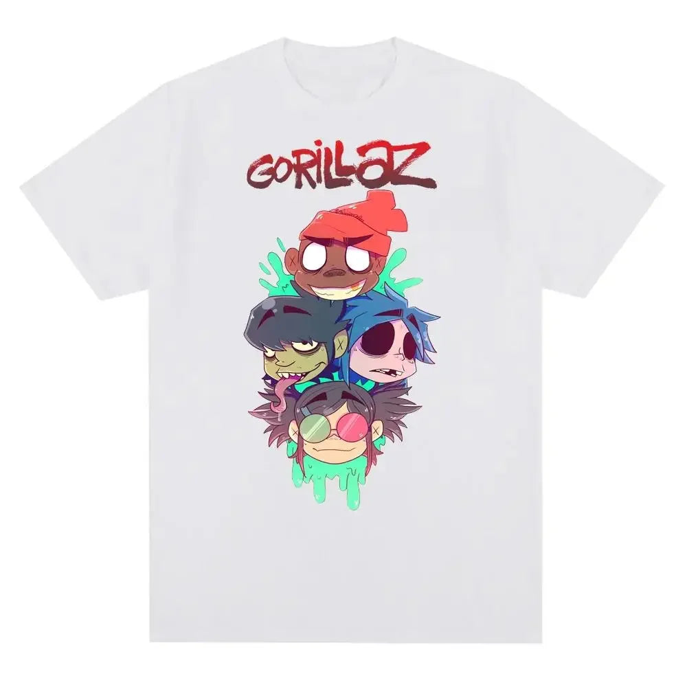Music Band Gorillazs Punk Rock Print T Shirt 90s Casual Fashion Short Sleeve T Shirt Unisex Harajuku Kawaii T-shirt Y2K Clothing