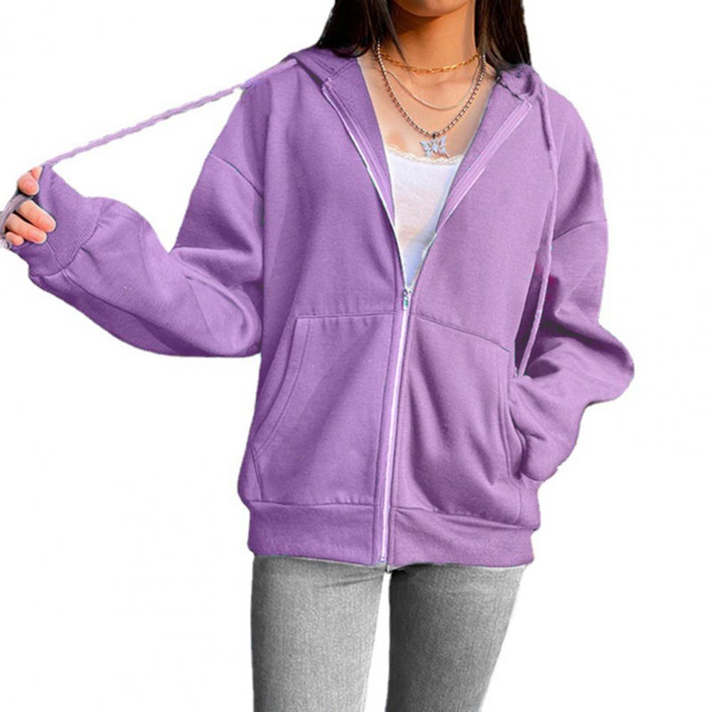 Women Sweatshirt Jacket Winter Clothes Female Zip Up Oversize Hoodies Casual Loose Black Brown Hoodie Vintage Fleece Pullover