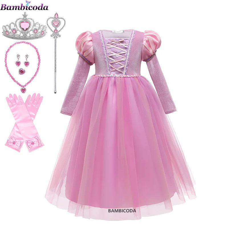 Girl Costume Rapunzel Princess Party Dresses for Girls Tangled Cosplay Vestido Dresses Ball Gowns 3-10Yrs dresses