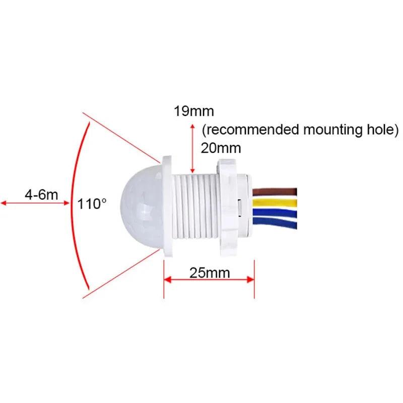 6PCS Infrared Body Sensor Switch 110V 220V Automatic Induction Switch PIR Sensor Detector Switch For Ceiling Lamp LED Lighting