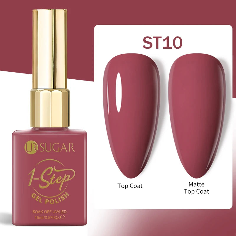 UR SUGAR 1-step Gel Polish 12ML Glitter Nail Spring Summer White Nude Pink Gel Nail Polish 3 IN 1 No Need Base Gel and Top Coat